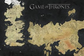 Kunstafdruk Game of Thrones - Westeros Map, (40 x 26.7 cm)