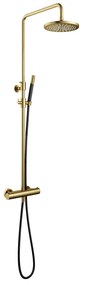 Hotbath Cobber SDS9BBP thermostatische opbouw doucheset met ronde handdouche en 30cm hoofddouche geborsteld messing PVD