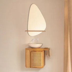 Georgy Zwevend Badkamermeubelset 60x40 Cm In Teakhout Teakhout & Rond Cement Wit Ø40 Cm Zavion & Onregelmatig Met Houten Plank 55x85 Cm Kai & - Sklum