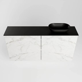 Mondiaz Fowy toiletmeubel 100cm Carrara met zwarte waskom rechts en kraangat