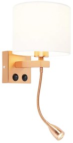 Art deco wandlamp koper met witte kap - Brescia