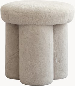 Handgemaakte grote kruk met schapenvachtbekleding