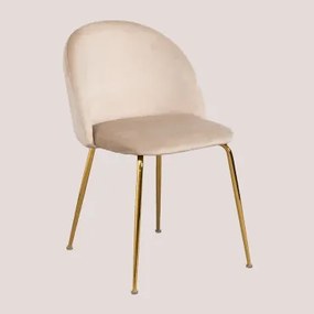 Kana Design Gestoffeerde Eetkamerstoelen Van Staal, Set Van 2 Goud & Fluwelen Bruin - Tarwe & Fluwelen - Sklum