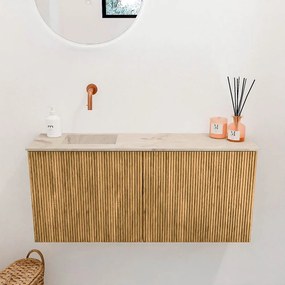 Mondiaz Joya DLux 90cm toiletmeubel oak met wastafel faye links zonder kraangat frappe