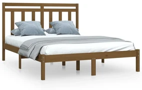 vidaXL Bedframe massief hout honingbruin 135x190 cm 4FT6 Double