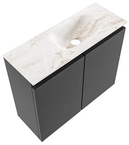 Mondiaz Ture DLux toiletmeubel 60cm dark grey met wastafel frappe rechts zonder kraangat