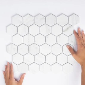 The Mosaic Factory Barcelona mozaïektegel - 28.2x32.1cm - wand en vloertegel - Zeshoek/Hexagon - Porselein Carrara White Mat AMH13003