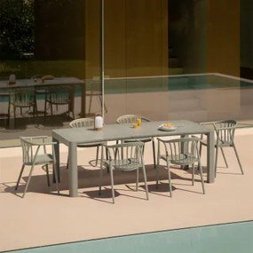 Arnadine Rechthoekige Tafelset (180x100 Cm) En 6 Ivor Tuinstoelen Groen – Khaki - Sklum