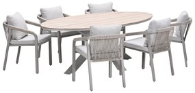 Garden Impressions Tarera tuinset 7-delig dakar sand - Tulli tuintafel 220x115 cm - light teak vironwood