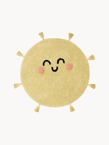 Handgeweven kindervloerkleed You're My Sunshine met kwastjes, wasbaar