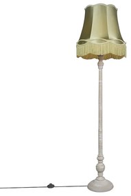 Retro vloerlamp grijs met groene Granny kap - Classico