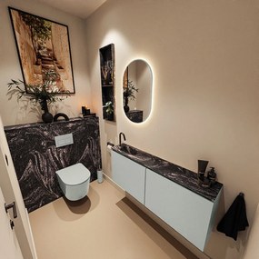 Mondiaz Ture DLux toiletmeubel 120cm greey met wastafel lava links met kraangat