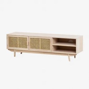 Houten tv-meubel Ralik Bruin – natuurlijk hout - Sklum