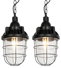 Set van 2 industriële hanglampen zwart - Cabin Industriele / Industrie / Industrial E27 rond Binnenverlichting Steen / Beton Lamp