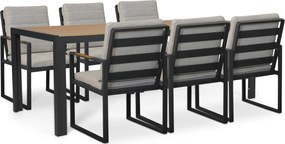 Tuinset 6 personen 205 cm Aluminium Grijs Lifestyle Garden Furniture Alessio/Creta