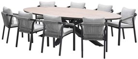 Garden Impressions Tarera tuinset 9-delig - Tulli tuintafel 280x140xH75 cm - light teak vironwood