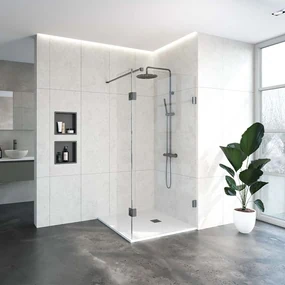 Brauer JC profielloze inloopdouche 100/40cm draaibaar gunmetal geborsteld