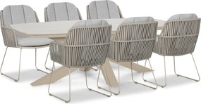Tuinset 6 personen 220 cm Rope Taupe Domani Furniture Trivento/Belluno