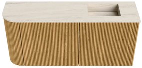 Mondiaz Joya DLux 90cm toiletmeubel ronding links oak met wastafel faye rechts zonder kraangat meli