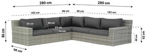Hoek loungeset 5 personen Wicker Grijs  Garden Collections Amico