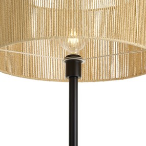 Vloerlamp zwart met beige papieren kap 50/50/25 - Simplo