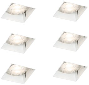 Set van 6 inbouwspots wit GU10 50mm trimless - Oneon Modern GU10 vierkant Binnenverlichting Lamp