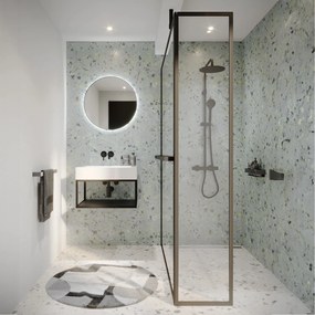 Riho Lucid GD402S inloopdouche met draaibare zijwand 160cm zwart mat