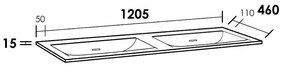 Sanituba Furiosa Mat dubbele wastafel fine stone zonder kraangat 120cm