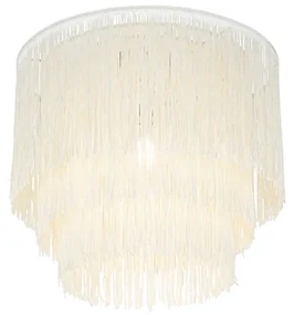 Oosterse plafondlamp goud crème kap met franjes - FranxaOosters E27 rond Binnenverlichting Lamp