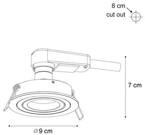 Set van 6 Moderne inbouwspot gunmetal GU10 50mm rond kantelbaar - Rondoo GU10 Binnenverlichting Lamp