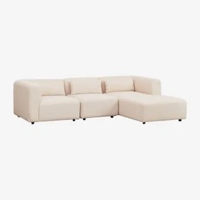 Fogler 3-delige Modulaire Chaise Longue-bank Rechts Chenille Crème Beige - Sklum