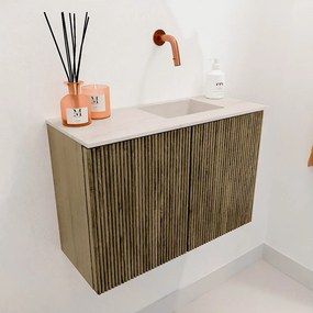 Mondiaz Joya DLux 60cm toiletmeubel dusk met wastafel faye rechts zonder kraangat meli
