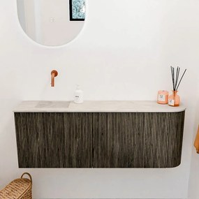 Mondiaz Joya DLux 110cm toiletmeubel ronding rechts shadow met wastafel faye links zonder kraangat ostra