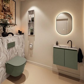 Mondiaz Ture DLux toiletmeubel 60cm army met wastafel glace midden met kraangat