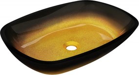 Mexen Araks glazen opbouw wastafel 54 x 39 cm, donker goud - 24155451