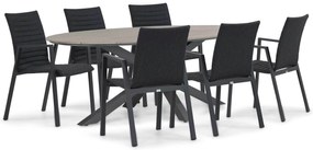 Tuinset 6 personen 220 cm Aluminium Grijs Osmen Joliet/Matara