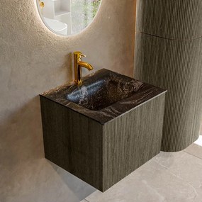 Mondiaz Kurve-dlux 50cm badmeubel shadow met 1 lade en wastafel grunne midden 1 kraangat lava