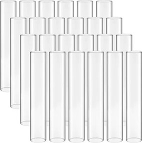 VEVOR 24-delige glazen cilinderset voor kaarsen, stormlantaarns 65x350mm, kaarsenkappen van borosilicaatglas, kaarsenkappen zonder bodem, windbestendige kaarsenhouders voor bruiloften, kerst en feestdecoratie