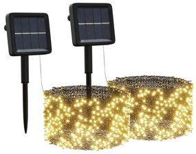 vidaXL Lichtsnoeren 2 st met 2x200 LED's solar binnen/buiten warmwit