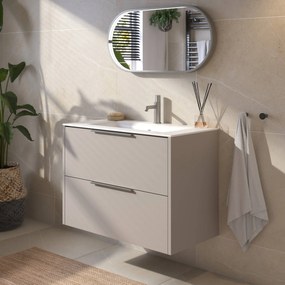 Saqu Lima badmeubel incl. keramische wastafel 80x46x61cm mat greige – rvs greep