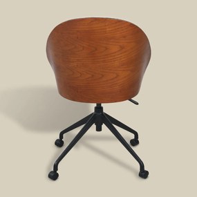 Bureaustoel Met Walnoot Houten Rugleuning