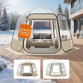 VEVOR Pop-up Bubble Tent, 336x305x220 cm, Transparante Kampeertent, Tuinkoepel Iglo Tent met Ramen, 540° Panoramisch Uitzicht, voor 8-10 Personen, Terras, Achtertuin