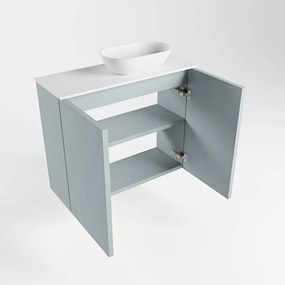 Mondiaz Fowy toiletmeubel 60cm clay met witte waskom rechts zonder kraangat