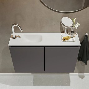 Mondiaz Ture 80cm toiletmeubel dark grey met wastafel talc links 1 kraangat