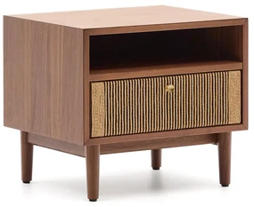 Kave Home Elan Retro Nachtkastje Walnoot Met Touw - 51x41x45cm.