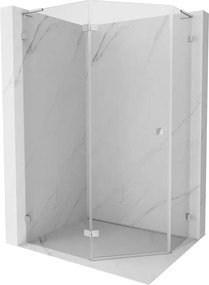 Mexen Lunar L vijfhoekige, pendeldeur douchecabine links 100 x 80 cm, transparant, chroom - 831L-100L-080P-01-00-L
