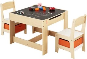 VEVOR Kindertafel met 2 stoelen en stoffen opbergbox onder de stoelen, knutseltafelset voor lezen, leren, tekenen, schrijven, kinderzitgroep voor kinderdagverblijf, knutseltafel, speeltafel, bureau