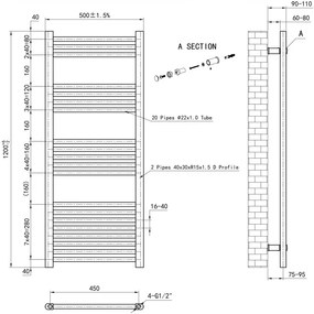 Eastbrook Wendover handdoekradiator 50x120cm 451W brons geborsteld