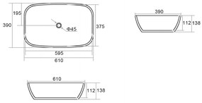 Comad Megi wastafel 61x15cm wit marmer