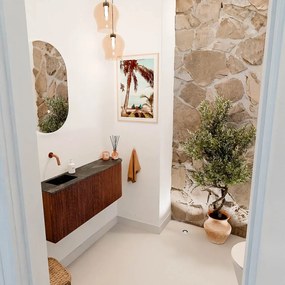 Mondiaz Joya DLux 100cm toiletmeubel ronding rechts ruby met wastafel faye links zonder kraangat lava